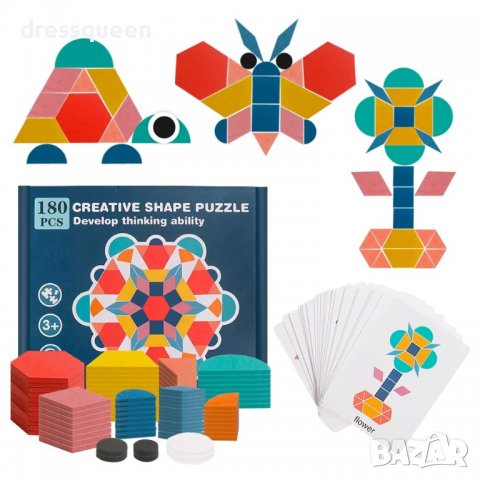 3558 Дървен пъзел Танграм, снимка 5 - Игри и пъзели - 37834768