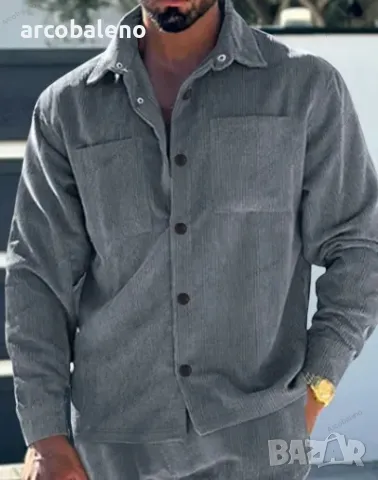 Ежедневна мъжка риза с много джобове от рипсено кадифе с копчета, 3цвята , снимка 10 - Ризи - 47510386