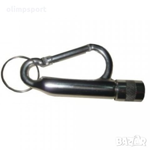 Карабинер 8см с led фенерче. Цвят: различни цветове. Изключително лек. Тегло: 26г.