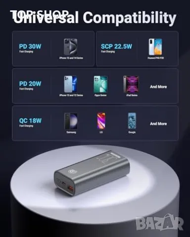 Нов Компактен 30W Power Bank батерия 10000mAh за Смартфони и Таблети, снимка 6 - Друга електроника - 49639593