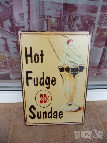 Метална табела храна сладолед мелба сметанова черешка