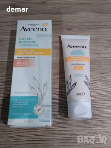 Aveeno Face CALM+RESTORE Подхранващ ежедневен овлажняващ крем за лице SPF30, без аромати, 50 ml, снимка 8 - Козметика за лице - 43938288