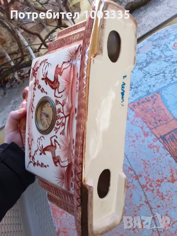 Стар порцеланов, немски,каминен, ловен часовник , снимка 3 - Други ценни предмети - 49221385