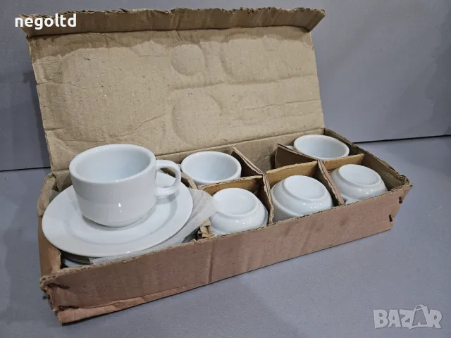 Чаши за кафе с възможност за брандиране! 2 сервиза за 10лв🔥Порцеланови чаши за кафе с чинийка бели