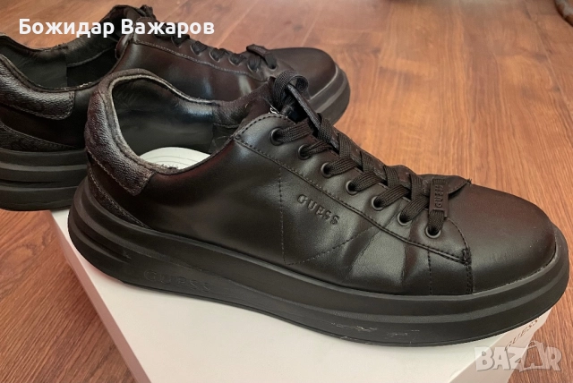 Кожени черни мъжки маратонки на Guess, снимка 3 - Маратонки - 51769598
