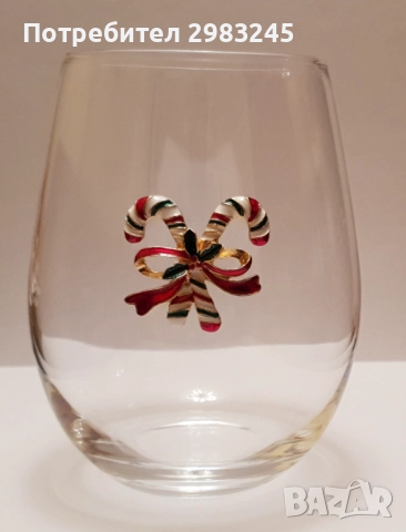 Декорирана стъклена коледна чаша
