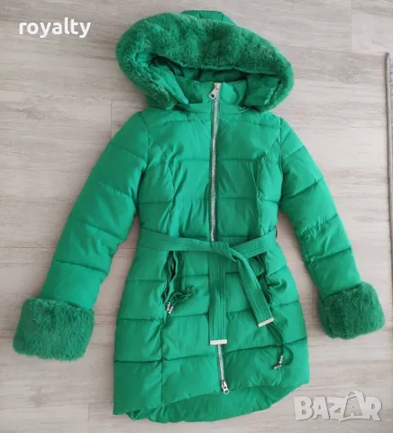 Топло зимно яке със силиконова вата и подвижен пух на качулка и ръкави 