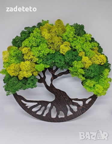Декорация Дървото на живота със зелен скандинавски мъх, снимка 1 - Декорация за дома - 43618704