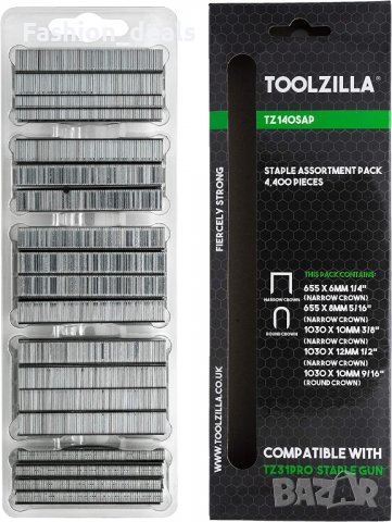 Нов комплект метални скоби за пистолет телбод Toolzilla 4400 броя Различни размери, снимка 5 - Други инструменти - 38694942