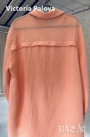 Италианска памучна риза в прасковен цвят - летен шик и комфорт, снимка 8 - Ризи - 53587017