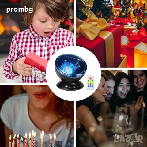 музикална лампа прожектор, въртяща се с различни режими, цветове