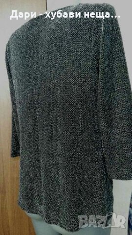 Стилна двупластова блуза, в черно и сребристо👗🍀M/L,L👗🍀арт.2049, снимка 3 - Блузи с дълъг ръкав и пуловери - 33588989