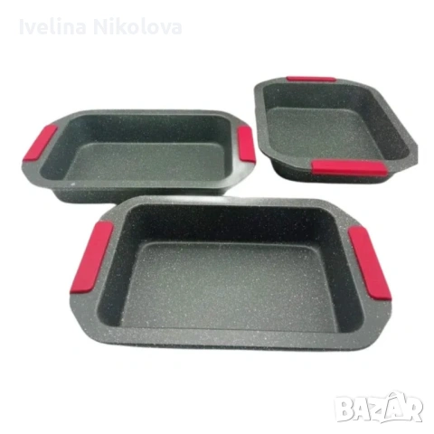 Комплект 3 тави за печене Cheffinger с мраморно покритие , снимка 4 - Съдове за готвене - 53210122