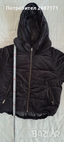 Черно топло дамско кадифено яке с качулка, снимка 3 - Якета - 52795982