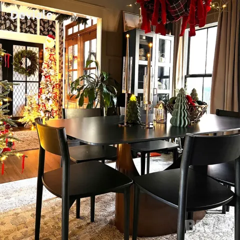 Модерна трапезна дизайнерска маса с керамичен плот черен мрамор и метална основа 200х100х75 см, снимка 9 - Маси - 48320529