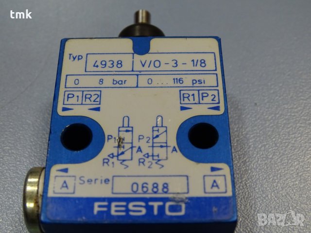 Пневматични крайни изключватели Festo RO-3-1/4, Festo GG-1/4, RS-3-1/8 , снимка 13 - Резервни части за машини - 32250316
