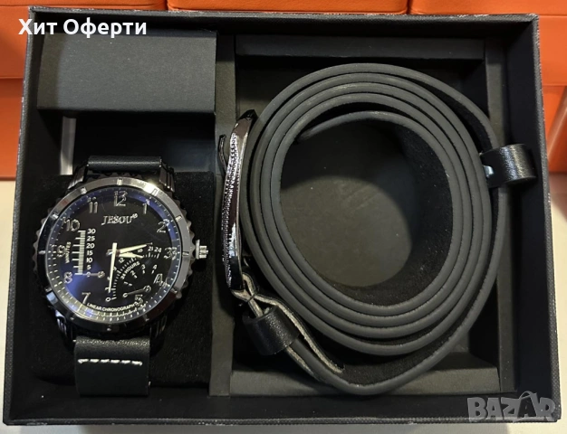 Стилен мъжки комплект - Часовник и колан, снимка 2 - Подаръци за мъже - 53221348