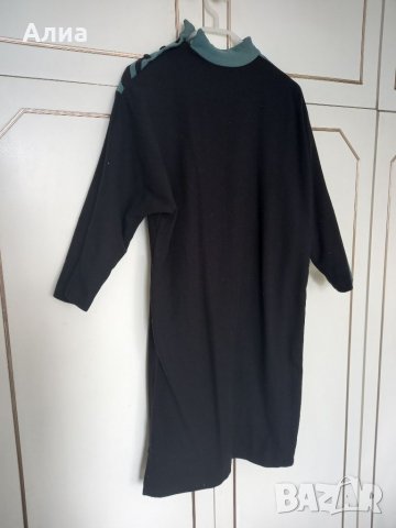 Зимна рокля в черно и морско зелено/синьо, снимка 5 - Рокли - 37126530