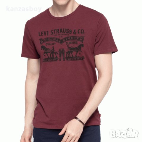 Levi's Burgundy Crew Neck Logo T-Shirt - страхотна мъжка тениска
