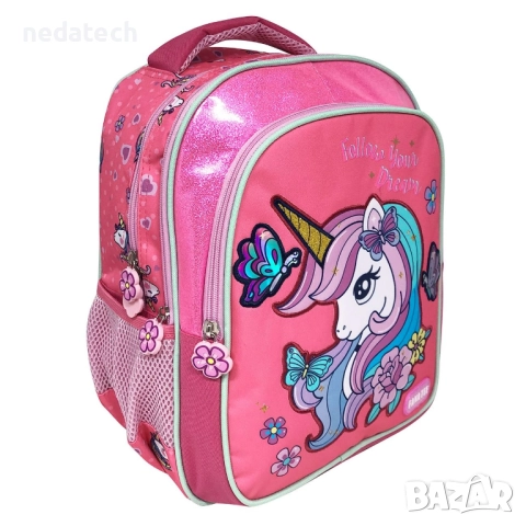 Ученическа раница еднорог, Розов, 24x12x33 см., снимка 3 - Раници - 51509838