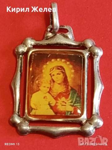 ВИНТИДЖ СРЕБЪРЕН МЕДАЛЬОН с ИЗОБРАЖЕНИЕ на БОГОРОДИЦА и МЛАДЕНЕЦА 37862, снимка 6 - Колиета, медальони, синджири - 52855230