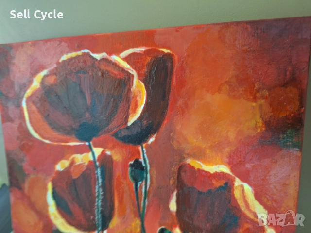✅КАРТИНА АКРИЛ - МАКОВЕ - 19/24 СМ.❗, снимка 2 - Картини - 51529707