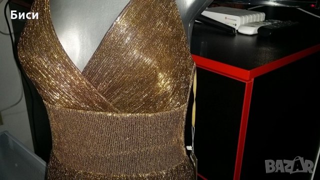 Нова бутикова официална златиста дълга рокля, снимка 4 - Рокли - 35373986