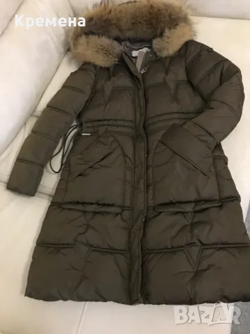 Дамско зимно шушляково яке качулка с естествен косъм