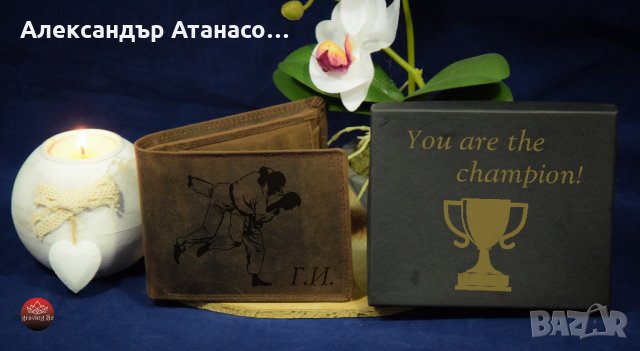 Персонализирано мъжко портмоне от естествена кожа тип "Crazy Horse", снимка 1