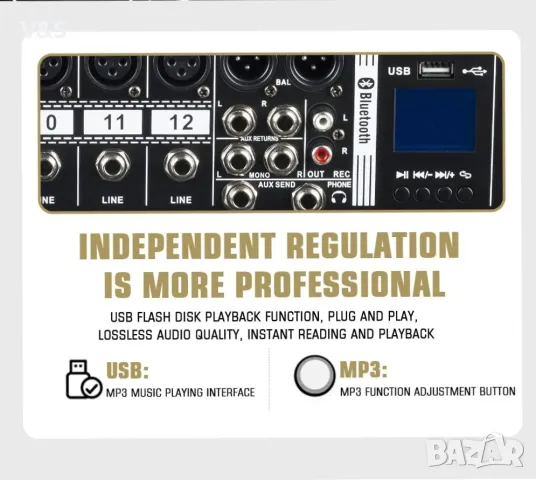 Професионален миксер Weymic MX-120 (12-канален) за запис на DJ Stage Karaoke DSP ефектор с USB устро, снимка 6 - Ресийвъри, усилватели, смесителни пултове - 49225855