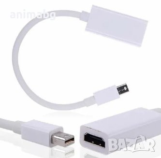 ANIMABG Преходник mini DisplayPort към HDMI преобразувател адаптер за връзка на PC компютър Laptop л, снимка 3 - Кабели и адаптери - 44065958