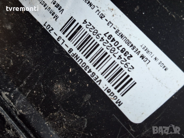 TCON 47-6021881 HV430FHB_F91_V00 за 43-инчов телевизор JVC LT-43VAF3300, с дисплей VES430UNFH-L3-Z01, снимка 4 - Части и Платки - 51731710