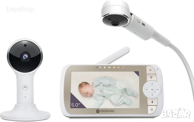 Бебефон Motorola BABY MONITOR VM65X Connect, Full HD, 5.0" LCD дисплей, IR осветеност, 2,000 mAh бат