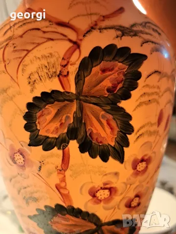 изрисувана стъклена ваза от цветно стъкло 21/5, снимка 4 - Вази - 49213431