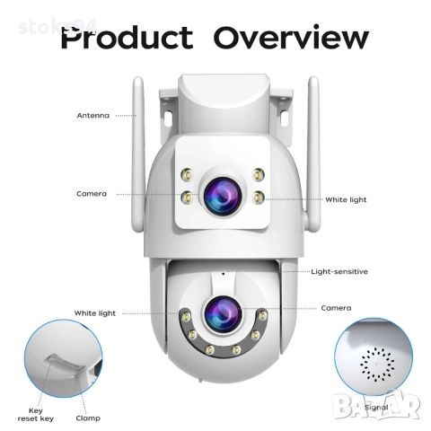 4K Wifi камера Jooan, 6MP двоен обектив, известия и при говор, цветно нощно виждане, IP66, снимка 4 - Охранителни услуги - 51535070