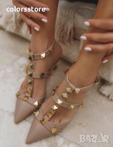 Сандали на ток - бежови - V700