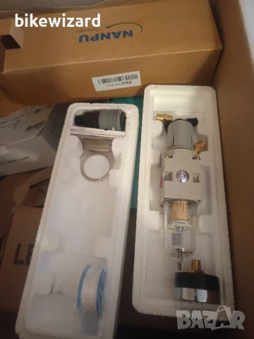 Регулатор на филтър за сгъстен въздух NANPU 1/4" BSPP, сепаратор за вода - манометър (0-10 бара) НОВ, снимка 6 - Други инструменти - 50729205