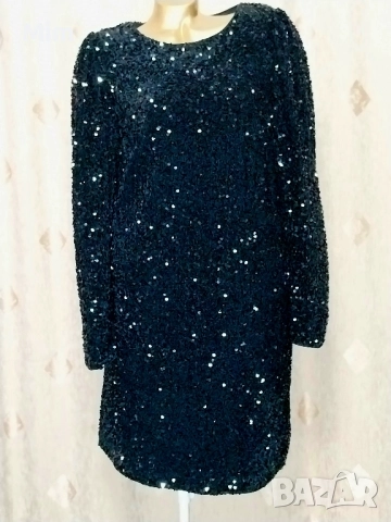 XL/2XL Черна официални рокля с пайети , снимка 5 - Рокли - 51728104