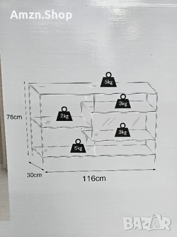 Етажерка Библиотека в Индустриален стил 116 см x 76 см x 30 см рафт черен LOFT, снимка 3 - Етажерки - 51196290