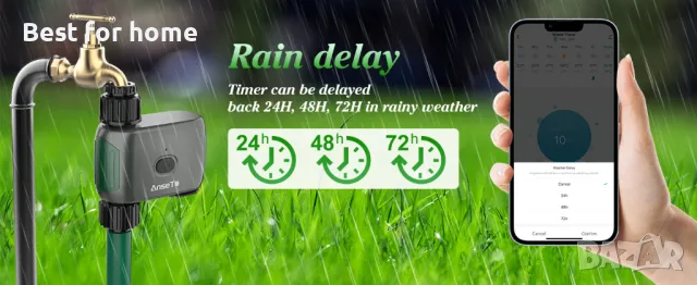 WiFi програматор за вода и поливни системи с хъб AnseTo, снимка 12 - Напояване - 47819574