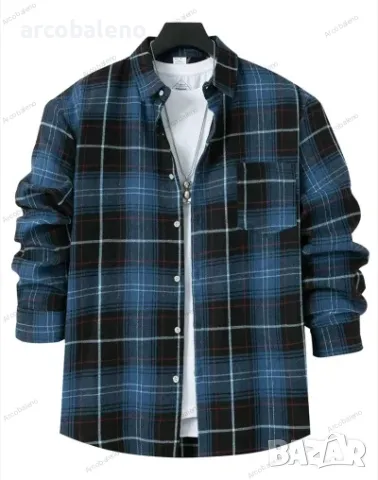 Ежедневна мъжка карирана риза с дълги ръкави, 4цвята , снимка 9 - Ризи - 47708427