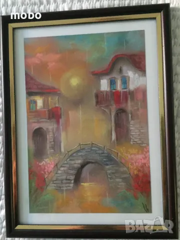 Картина  „Залез“ ,  автор Иван Даскалов, техника : сух пастел, снимка 4 - Картини - 50388806