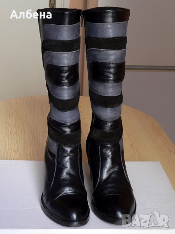 Дамски ботуши от естествена кожа и велур., снимка 2 - Дамски ботуши - 26875387