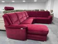 Червен ъглов диван от плат с ф-я сън и ел.лежанка "SC Classic", снимка 11