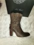 Кафяви боти на ток - естествена кожа , снимка 4