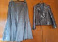Дамски костюм сребрист от сако и пола размер 48, снимка 2