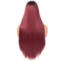 Бордо синтетична перука с тъмни корени и с дантела отпред 13x4, снимка 6