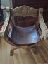 Старо столче,седалка кожа със подлакътници , снимка 3