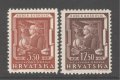 Хърватия 1943 - Мi №148/49 - комплектна серия чиста, снимка 1 - Филателия - 44028097