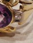 Златен пръстен с аметист и два брилянта-злато 14к., снимка 9